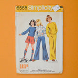 Simplicity 6585 Girls' Jiffy Top, Short Skirt and Bell-Bottom Pants Sewing Pattern - Size 10