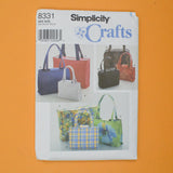Simplicity 8331 Crafts Handbags in Two or Three Sizes and Tote Sewing Pattern