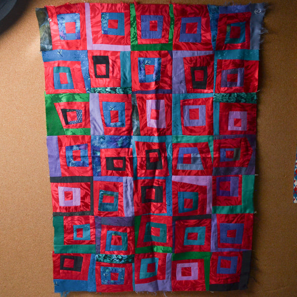 Green + Red Quilted Panel with Squares - 20" x 28" Default Title