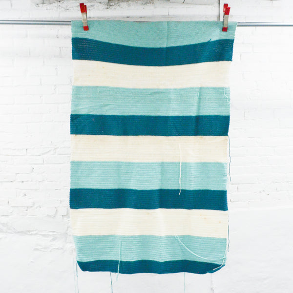 Blue + White Striped Crochet Blanket - 38" x 60" Default Title