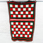 Green, White + Red Crochet Blanket - 40" x 66" Default Title