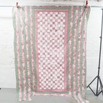 Pink, Green + White Floral Pieced Stripes +  Checkers Quilt Top - 74" x 92"