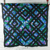 Black, Blue, Purple, + Green Geometric Quilt - 42" x 42"