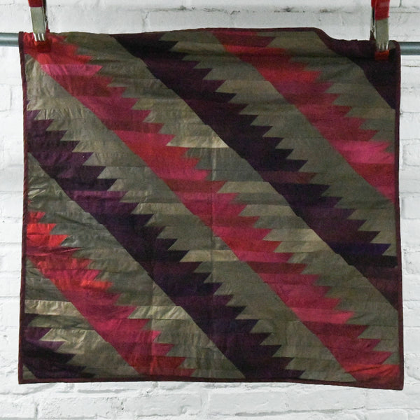 Red + Brown Striped Quilt - 30" x 30"