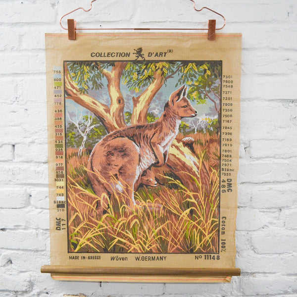 Collection D'Art Kangaroo Painted Needlepoint Canvas - 19" x 24"