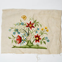 Jacobean Crewel Embroidered Linen Table Runner