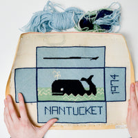 Nantucket Whale Needlepoint Brick Cover