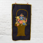 Floral Basket Hand-Quilted Applique Wall Hanging - 22" x 44"