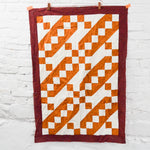 Orange, Red + White Pieced Quilt Top - 30" x 42"