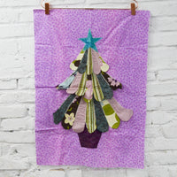 Purple Applique Christmas Tree Quilt Wall Hanging - 20" x 30"