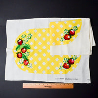 Yellow Plaid Placemats with Stitched Strawberries, 16" x 20" - Set of 2