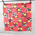 Red + Floral Print Pieced Quilt Top - 34" x 35"