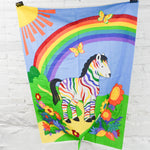 Rainbow Zebra Printed Fabric Panel - 36" x 44"