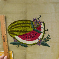 Watermelon Vintage Preworked Needlepoint Canvas - 19" x 18"