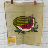 Watermelon Vintage Preworked Needlepoint Canvas - 19" x 18"