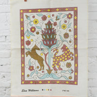 Deer + Lion Jacobean Painted Needlepoint Canvas