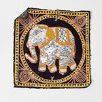 Elephant Embroidered + Sequined Fabric Panel -  8" x 8"