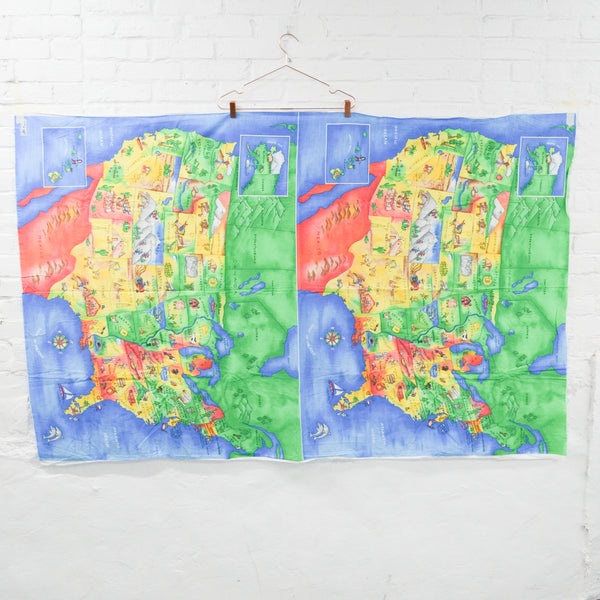 United States Map Fabric Panel, Set of 2 - 45" x 66"