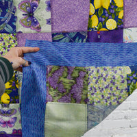 Green + Purple Insects & Lemons Pieced Quilt Top - 42" x 42"
