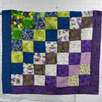 Green, Blue + Purple Insects & Lemons Pieced Quilt Top - 42" x 42"