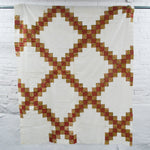 White + Golden Brown Pieced Quilt Top - 50" x 64"