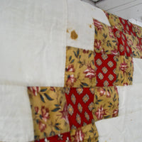 White + Golden Brown Pieced Quilt Top - 50" x 64"