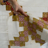 White + Golden Brown Pieced Quilt Top - 50" x 64"