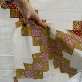 White + Golden Brown Pieced Quilt Top - 50" x 64"