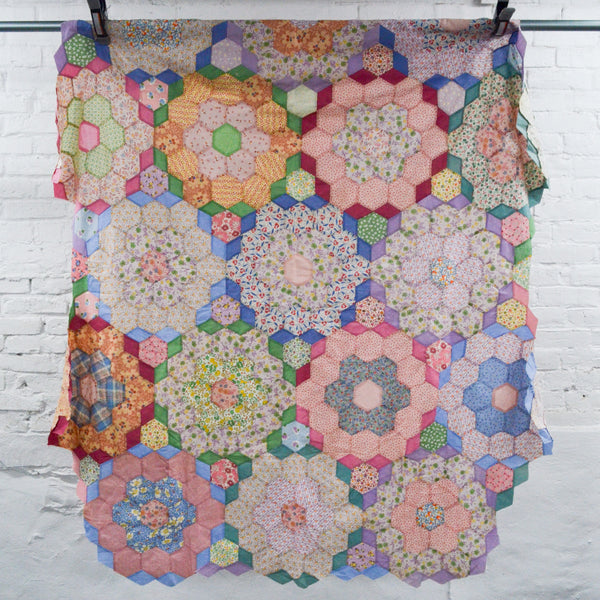 Hexagon English Paper Pieced Quilt Top - 50" x 68"