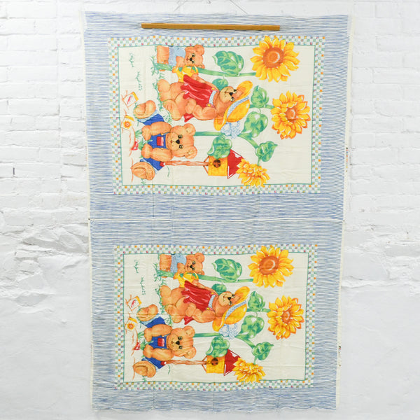 Gardening Bears Soft Flannel Fabric Panel - 44" x 64"