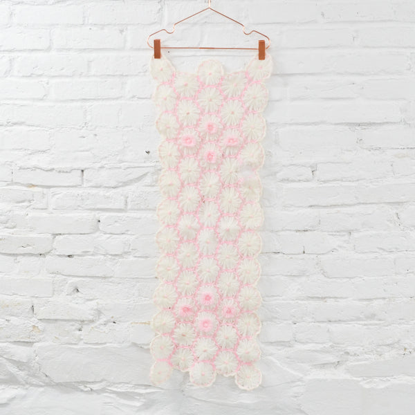 PInk + White Yarn Runner - 14" x 36"