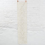 Tan + White Floral Embellished Lace Runner - 15" x 64"
