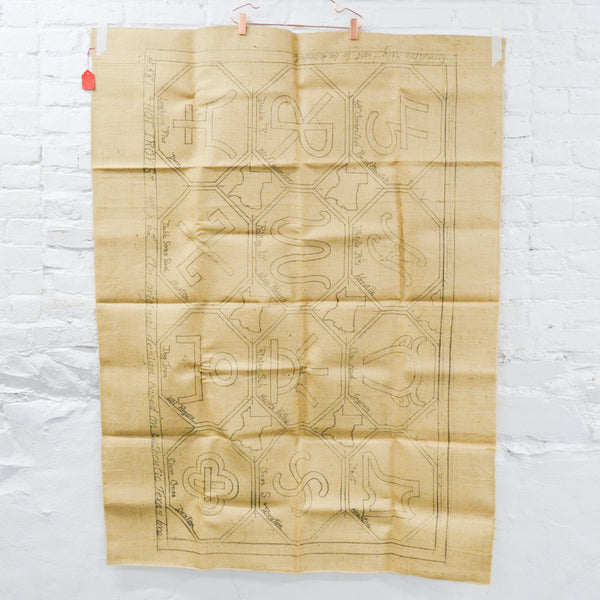 Texas Cattle Brands Stamped Burlap Pattern for Rug Hooking