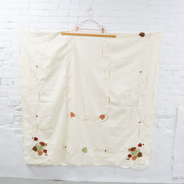 Cutwork + Autumn Leaves Embroidery Polyester Tablecloth - 60" x 120"