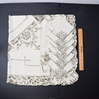 Ivory + Brown Embroidered Cutwork Tablecloth + Napkins