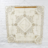 Ivory + Brown Embroidered Cutwork Tablecloth + Napkins