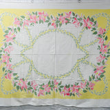 Pink + Yellow Floral Vintage Tablecloth - 52" x 64"