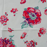 Red, Purple + Green Floral Vintage Tablecloth - 44" x 44"