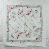 Faded Blue, Red + Yellow Fruit Baskets Vintage Tablecloth - 50" x 52"
