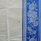 Blue Floral Jacquard Border Woven Vintage Tablecloth - 54" x 60"