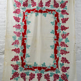 Red + Green Grapevine Vintage Tablecloth - 52" x 70"