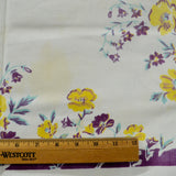 Yellow, Purple + Green Floral Vintage Tablecloth - 40" x 42"