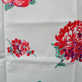 Red + Green Floral Vintage Tablecloth - 42" x 42"