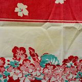 Red + Green Floral Vintage Tablecloth - 44" x 46"