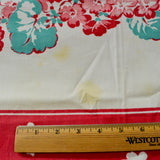 Red + Green Floral Vintage Tablecloth - 44" x 46"