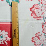 Red + Green Floral Vintage Tablecloth - 44" x 46"