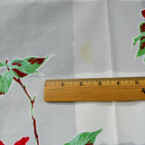 Gray Plaid + Red Floral Vintage Tablecloth - 54" x 66"