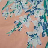 Peach, Blue + Green Floral Bouquet Vintage Tablecloth - 48" x 54"