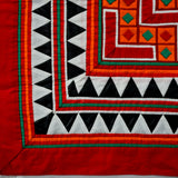 Red, Green + Orange Hmong Pandau Hand-Stitched Quilt Panel - 23" x 23"