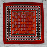 Red, Green + Orange Hmong Pandau Hand-Stitched Quilt Panel - 23" x 23"